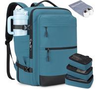 Tzowla Mochila de viaje de mano de 40 l con soporte para botella de agua grande, bolsa de viaje para artículos personales con 3 cubos de embalaje, mochilas para portátiles de 17,3 pulgadas para hombre