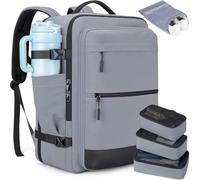 Tzowla Mochila de viaje de mano de 40 l con soporte para botella de agua grande, bolsa de viaje para artículos personales con 3 cubos de embalaje, mochilas para portátiles de 17,3 pulgadas para hombre