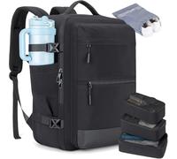 Tzowla Mochila de viaje de mano de 40 l con soporte para botella de agua grande, bolsa de viaje para artículos personales con 3 cubos de embalaje, mochilas para portátiles de 17,3 pulgadas para hombre