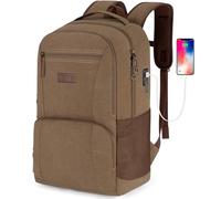 Tzowla Mochila Lona Escolar Instituto para Ordenador Portatil para Hombre Mujer,Mochila Vintage Viajes Trabajo con Puerto de USB/Tipo C,Mochila Libros Informal Aptas Portátil de 15,6 Pulgadas-Marrón