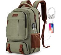 Tzowla Mochila Lona Portatil Hombre,Bolsa para Mujer,Mochila de Vintage Trabajo Viaje para Ordenador Portatil de 17-17,3 Pulgadas,Mochila para Portatil Escolar con Puerto de Carga USB-Verde