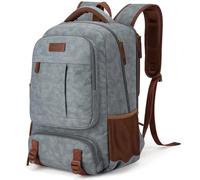Tzowla Mochila Lona Portatil Hombre,Bolsa para Mujer,Mochila de Vintage Trabajo Viaje para Ordenador Portatil de 15-15,6 Pulgadas,Mochila para Portatil Escolar con Puerto de Carga USB-Gris Claro