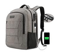 Tzowla Mochila Mujer Hombre de Viaje para Portátil Resistente al Agua y Antirrobo con Puerto de Carga USB y Candado Mochilas de 15,6 Pulgadas para Estudiantes Universitarios- Gris