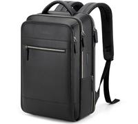 Tzowla Mochila Portatil de Cuero Hombre y Mujere,Mochilas Clásico Cuero Genuino con Puerto de Carga USB/Tipo C para Laptop de 15,6 ",Pulgadas,Mochila Delgada para Viajes Trabajo y Negocios -Negro