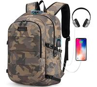 Tzowla Mochila Portatil para Hombre,Mochila Impermeabley Viaje Antirrobo con Puerto de Carga USB y Candado,Mochilas Ordenador de 15,6 Pulgadas para Universitarios Escolar Mujer - AmarilloCamo