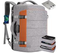 Tzowla Mochila Viaje Cabina Avion para Hombre y Mujer 40 litros,Mochila para Portatil Impermeable Antirrobo con Puerto de Carga USB,Bolsa de Transporte Casual para 17,3 pulgadas Portátil-Gris