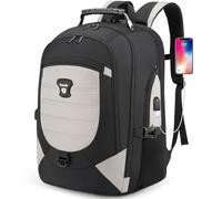 Tzowla Mochila Viaje Ordenador Antirrobo para Hombre y Mujer,Resistente al Agua,Compatible con TSA,con Cerradura y Puerto de Carga USB,Mochila Portatil 17 Pulgadas de Trabajo,Senderismo,Gris Claro