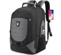 Tzowla Mochila Viaje Ordenador Antirrobo para Hombre y Mujer,Resistente al Agua,Compatible con TSA,con Cerradura y Puerto de Carga USB,Mochila Portatil 17 Pulgadas de Trabajo,Senderismo,Gris Oscuro
