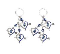 TZOXTLH 2 uds llavero de ojo azul punta de flecha forma de corazón 10mm/0,4 pulgadas Material de aleación de la suerte colgante decorativo de llavero de ojo