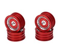 TZOXTLH 4 Uds aleación de aluminio RC coche 24 orificios cubo de rueda para Axial SCX24 AXI90081 AXI00001 1/24 RC Car (Roja)