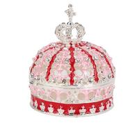 TZOXTLH Caja de joyería con Corona esmaltada, Baratija, Collar, Anillo, Pendientes, Almacenamiento de aleación, Vintage, pequeño Recuerdo de Metal, pequeña Caja Antigua para (Plata Rojo)