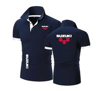 TZPTZNVF Camisetas Tipo Polo para Hombre Ropa Interior para SU.ZU.K.I Remera De Manga Corta con Parches Remera Estampada Ropa Interior con Botones Remera con Cuello-SLanS+BaiS||M