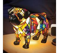 TZQFROCE Corgi - Lámpara de mesa vintage con diseño de carlino y adorable lámpara decorativa para mascotas, lámpara de mesa 3D, decoración del hogar, iluminación de dormitorio para gatos y amantes de