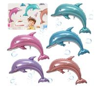 TZQFROCE Juego de 5 globos de delfín para cumpleaños, delfines decorativos de helio, animales marinos, fiesta de cumpleaños, unisex-juvenil