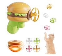TZQFROCE Juego de juguetes para gatos con 1 lanzador y 4 discos de hélices de colores, 1 juguete para hamburguesas, juguete de seguimiento de gatitos interactivos, entrenamiento, caza