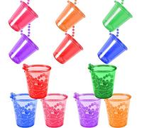TZQFROCE Vasos de chupito con cadena para colgar, 12 unidades, vasos de chupito, perlas, collar, vaso de chupito para colgar, vasos de chupito de plástico con cadena, collar para reuniones, fiestas
