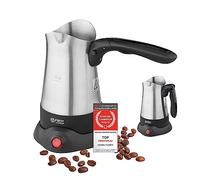 TZS First Austria Cafetera turca eléctrica con asa plegable, 0,3 litros, 800 W | Moka, espresso y hervidor | Fabricada en acero inoxidable | Apta para el hogar, la oficina y viajes