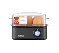 TZS First Austria - Cuece Huevos Eléctrico 210W - Para 8 Huevos - Gris | Hervidor de Huevos con 4 Niveles de cocción & Vapor, Apagado automático con aviso, Protección contra seco, Compacto y ligero