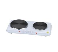 TZS First Austria Placa de cocina, placa eléctrica doble de hierro fundido, placas de cocina para el hogar, camping y viajes, control termostático continuo, en blanco, 2500 W
