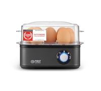TZS First Austria Hervidor de Huevos Gris - 8 huevos - 4 niveles de cocción + vapor - Apagado automático con aviso - Protección contra seco - Medidor y molde para pochar - Compacto y ligero