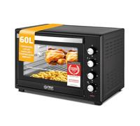 TZS First Austria - Mini Horno 60L 2000W - Minihorno espacioso para pizza con temperatura hasta 230°C y 6 modos - Con temporizador 60 min, 4 alturas de inserción, bandeja, rejilla y asador giratorio