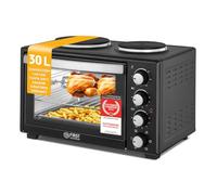 TZS First Austria - Mini Horno con quemadores 30L 3200 W - Minihorno para pizza con placas hasta 230°C y 6 modos de calentamiento - Multihorno con 4 alturas de inserción y accesorios de calidad