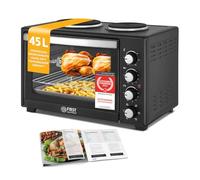 TZS First Austria - Mini Horno con quemadores 45L 3200 W - Minihorno para pizza con placas hasta 230°C y revestimiento antiadherente - Multihorno con 4 alturas de inserción y accesorios de calidad