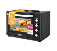 TZS First Austria - Mini Horno con quemadores 60L 3200 W - Minihorno para pizza con placas hasta 230°C y 6 modos de calentamiento - Multihorno con 4 alturas de inserción y accesorios de calidad
