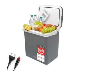 TZS First Austria - Nevera Eléctrica 32L - Función de Frío y Calor - 12V/230V para Coche y Enchufe - Termoeléctrica y Silenciosa - Camping y Viajes - Gris