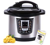TZS First Austria - Olla a presión eléctrica 6L con 9 programas automáticos - Multicooker 1000W como arrocera, vaporera, Crock Pot, etc. - Multiolla eléctrico a presión incl. libro de recetas