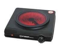 TZS First Austria - Placa de cocción vitrocerámica infrarroja TODOS los tipos de ollas 1250W - Mini hornillo eléctrico individual para mudanza, camping y hogar - Regulación continua y luz indicadora