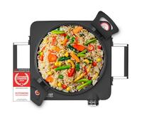 TZS First Austria - Placa Infrarroja 1500W - Vitrocerámica para todo tipo de ollas - Hornillo eléctrico con asas, ajuste continuo & luz de control - Ø 220 mm - Negro