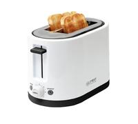 TZS First Austria Tostadora de doble ranura corta, 2 rebanadas, color blanco, 750 W, 7 niveles, función de mantener caliente y descongelar, incluye bandeja recogemigas