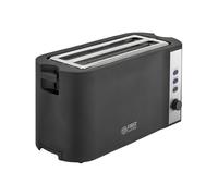TZS First Austria - Tostadora de ranura larga acero inoxidable 4 rebanadas - Con accesorio panecillos y bandeja de migas - 6 niveles de tostado, función descongelar, 1500W, negro mate