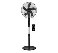 TZS First Austria Ventilador de pie con mando a distancia, 135 cm, silencioso, oscilación 100°, inclinación 20°, temporizador, 3 velocidades, negro