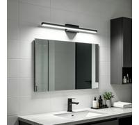 TZSMUM Baño Espejo Aplique de Pared Impermeable Interior Moderno Lámpara de Pared Minimalista Negro Hierro Luz de Pared Largo Rectangular Diseño para Dormitorio Pasillo (46cm,B Luz Blanca)