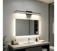 TZSMUM Baño Espejo Aplique de Pared Impermeable Interior Moderno Lámpara de Pared Minimalista Negro Hierro Luz de Pared Largo Rectangular Diseño para Dormitorio Pasillo (60cm,B Luz Neutra)