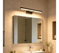 TZSMUM Baño Espejo LED Lámpara de Pared Impermeable Moderno Interior Aluminio Luz de Pared Minimalista Largo Rectangular Diseño Aplique de Pared para Dormitorio Pasillo (81cm,Negro Luz Cálida)