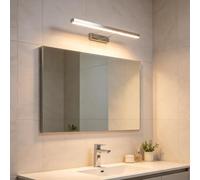 TZSMUM Baño Espejo LED Lámpara de Pared Impermeable Moderno Interior Aluminio Luz de Pared Minimalista Largo Rectangular Diseño Aplique de Pared para Dormitorio Pasillo (57cm,Plateado Luz Cálida)
