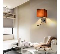 TZSMUM LED Applique da Parete Interno Vintage Lampada da Parete con Doppi Interruttori Lampada a Muro con Faretto di Lettura Ruotabile per Camera da Letto Soggiorno Ufficio (Marrón Café,Luz Cálida)