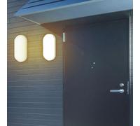 TZSMUM LED Exterior Blanco Aplique de Pared con Detector de Movimiento Lámpara de Pared IP65 Impermeable Luz 20W Oval Minimalista Decoración para Terraza Garaje Porche Sótano (2 Piezas,Luz Cálida)