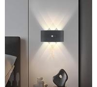 TZSMUM LED Negro Interior Lámpara de Pared con Sensor de Movimiento Aplique de Pared USB Recargable Magnético Luz de Pared Moderno Minimalista Diseño para Dormitorio Pasillo (6W,Luz Blanca)