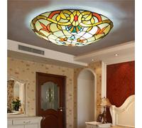 TZSMUM Plafón de Techo Tiffany Estilo Lámpara de Techo Salon Luz de Techo Cocina hecha a mano Lámpara de Vidrio Retro Para Dormitorio Sala de Estar Comedor Baño Iluminación Decorativa (40CM)