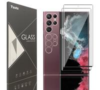 Tzstz 2+2 Piezas 3D Curvo Protector Pantalla Compatible con Samsung Galaxy S22 Ultra,9H Dureza,Anti-arañazos ,Ultra Resistente Vidrio Templado Protector