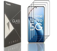Tzstz 3 piezas vidrio templado para Realme 12 Pro/Pro+ Protector de pantalla, 3D Cubierta completa película protectora, sin burbujas, antiarañazos, HD película protectora de pantalla