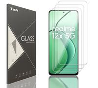 Tzstz 3 piezas vidrio templado protector de pantalla para Realme 12x 5G/Realme C65 4G/5G 6.67" Dureza 9H Anti Arañazos HD película protectora de pantalla