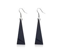 Tztoss - Pendientes colgantes de madera con forma de triángulo negro únicos y elegantes, geométricos sagrados, ligeros, ecológicos, de madera, geométricos, simples y modernos para mujeres y niñas