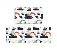 TZTTZT Alfombrillas de cocina antifatiga para piso, 2 piezas, alfombras de cocina con estampado de excavadora, antideslizantes, lavables, alfombra de pie para oficina, lavandería, baño, decoración del