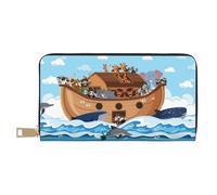 TZTTZT Animals on Noah's Ark - Cartera de piel plegable para múltiples tarjetas, cartera larga para mujer