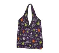 TZTTZT Bolsas de compras reutilizables, bolsas de compras, bolsa plegable de Halloween con asas, Negro, 1 PC